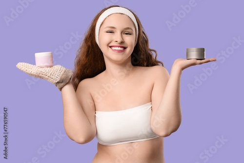 Smiling young woman compari...