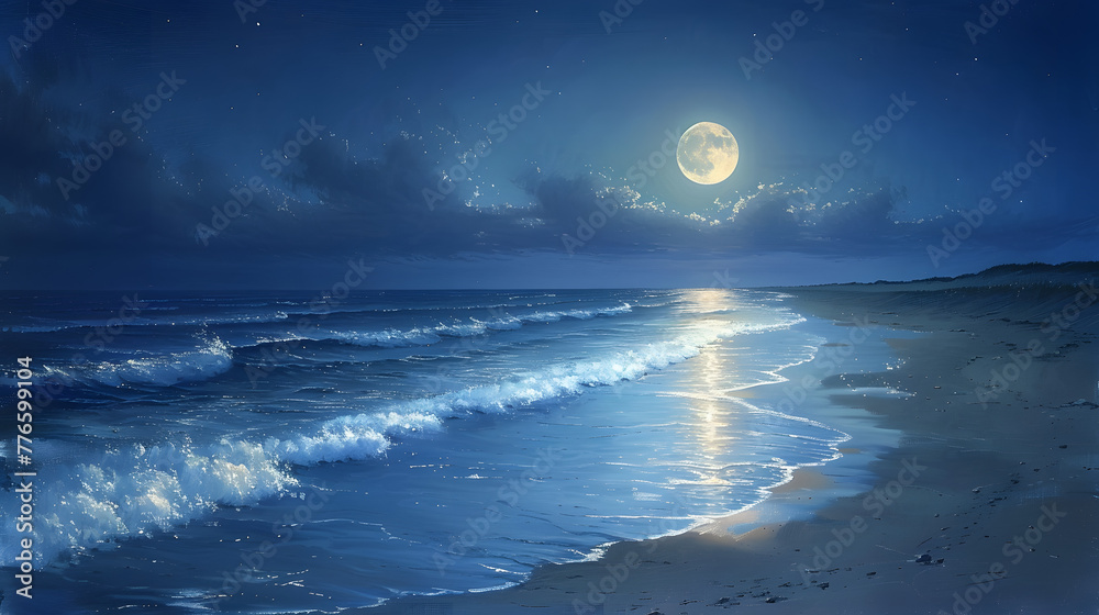 Moonlit Beach Tranquility