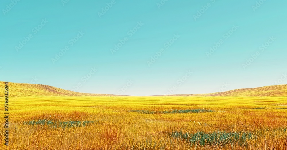 This is a simple illustration scene of the yellow and orange atmosphere spring of the southern autumn