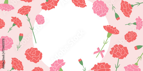 母の日カーネーションフレーム(2:1)_ベクターイラスト