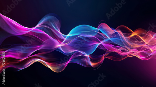 Colorful, abstract digital waves flowing across a dark, sophisticated background