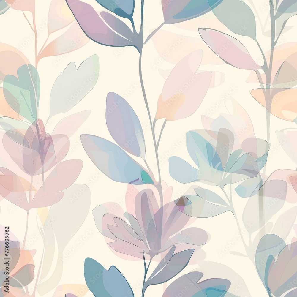 Seamless floral pattern with colorful pastel tones