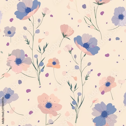 Seamless floral pattern with colorful pastel tones © Georgina Burrows