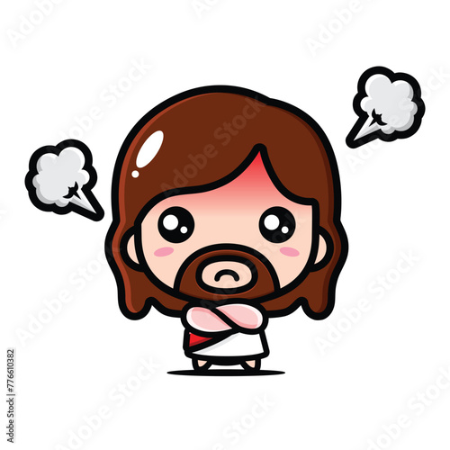 cute jesus with angry expression