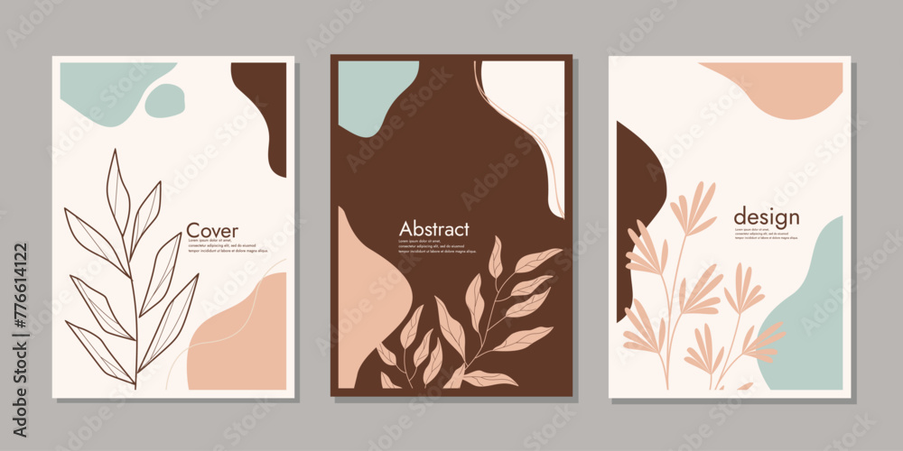 Cover design with floral pattern. cool botanical abstract background. size A4 for poster, brochure, book cover, flyer, catalog, notebook. 