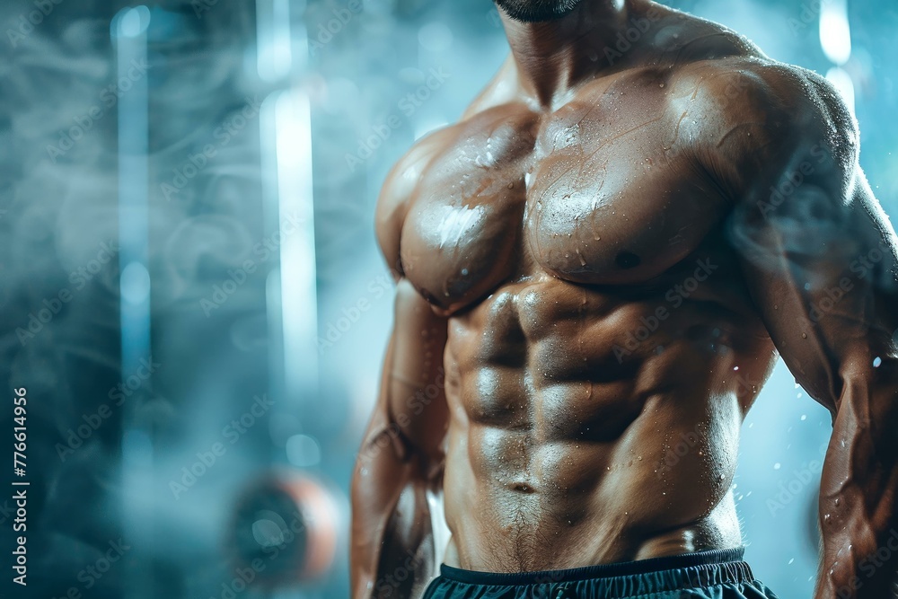 Athletic core in the fitness arena, abs of iron