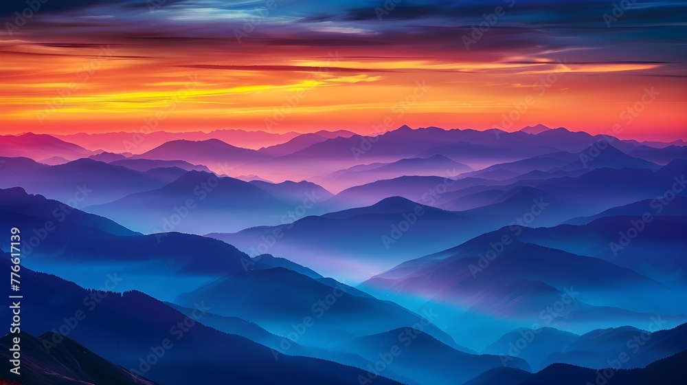 bright colors mountain sunset landscape