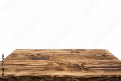  Empty Wooden Tabletop Isolated on White Background for Product Display or Design Layout