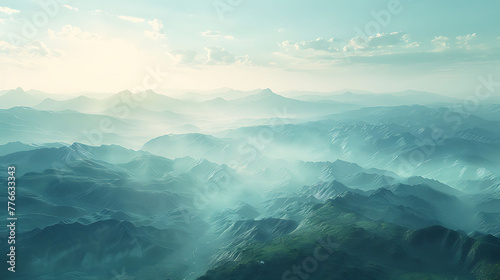 vastness of a mountain range stretching into the horizon photo