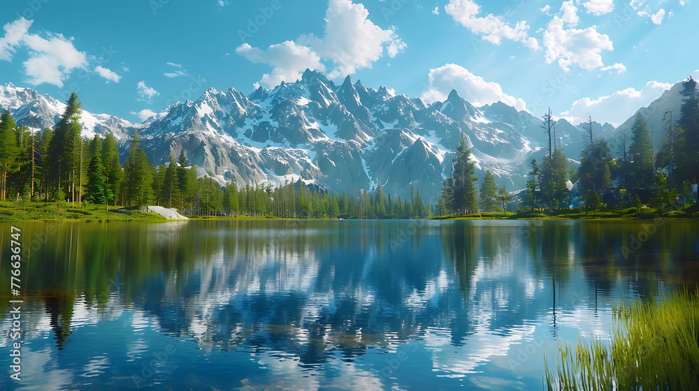 vibrant colors of alpine lakes reflecting surrounding peaks