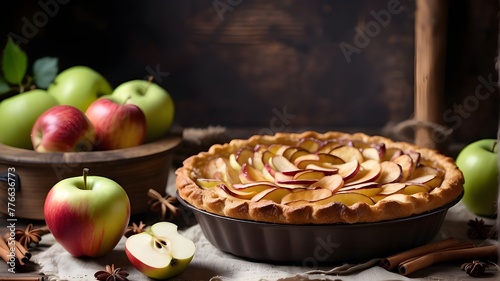 apple pie with apples and cinnamon