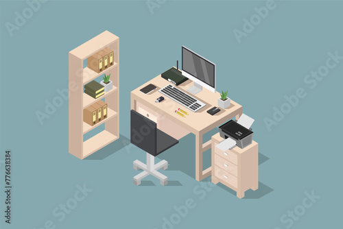 Office workplace isometric