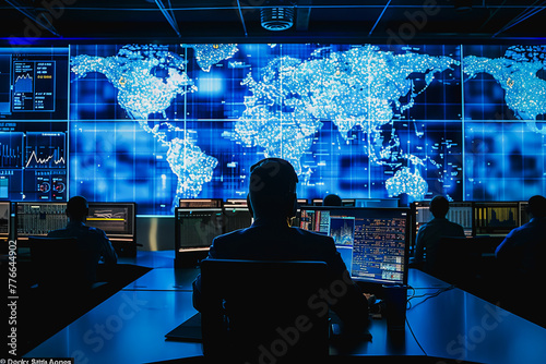war room center technology, monitor Cyber security threats room.