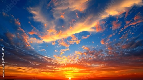 Colorful sunset sky ablaze with dramatic hues. Nature's artwork.