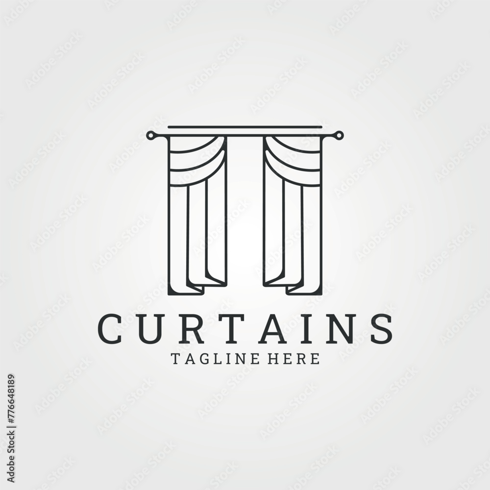 minimalist curtains logo line art vector, illustration template icon sign and symbol minimalist curtains logo line art vector, illustration template icon sign and symbol