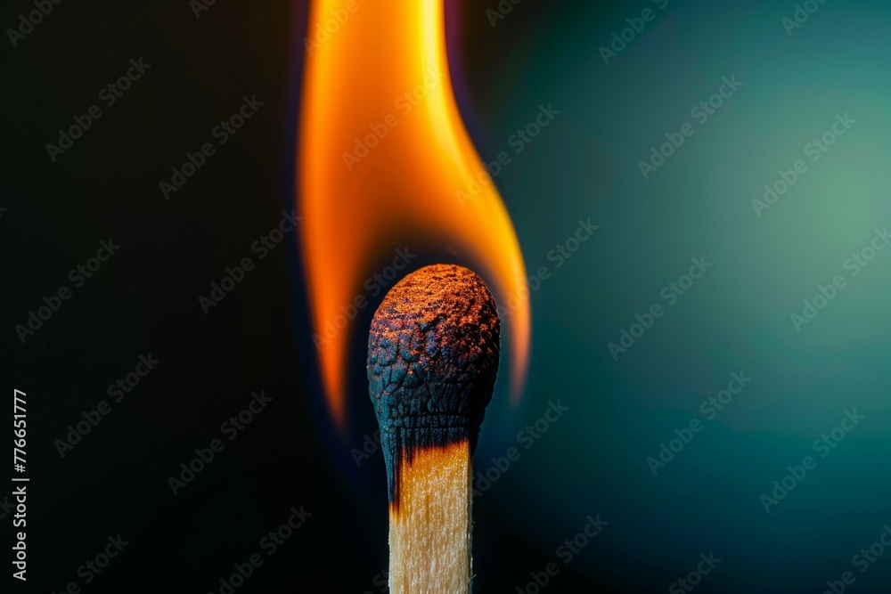 A matchstick is lit and the flame is yellow A matchstick is lit and the flame is yellow