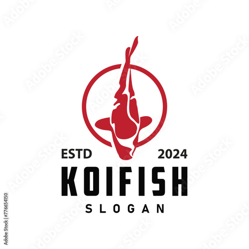 Koi Fish Logo Design, Ornamental Fish Vector, Aquarium Ornament Illustration Brand product