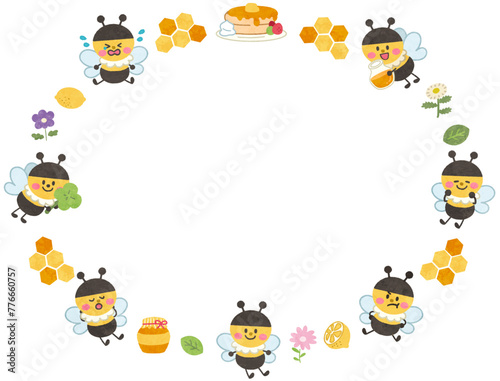 かわいいミツバチのフレームイラスト