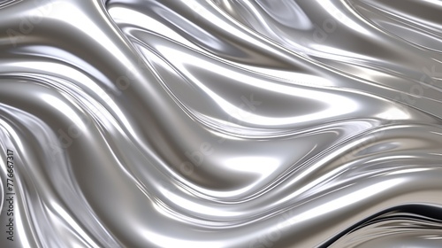 Abstract silver metal fluid chrome mirror effect background texture. photo