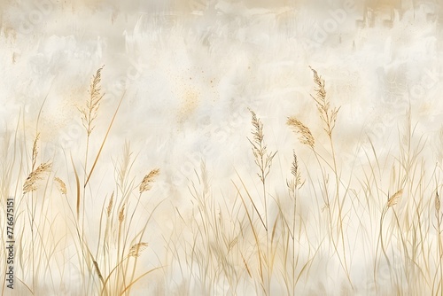 Enchanting meadow with delicate wisps: Seamless pattern AI Image