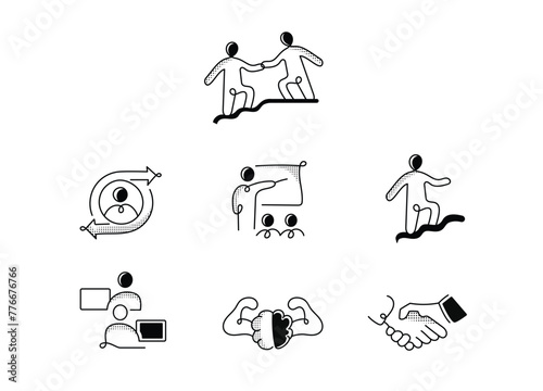 Enhance Your Business with Mentorship, Support, and Partnership: Icons for Mentorship and Coaching. Editable Stroke Icons.