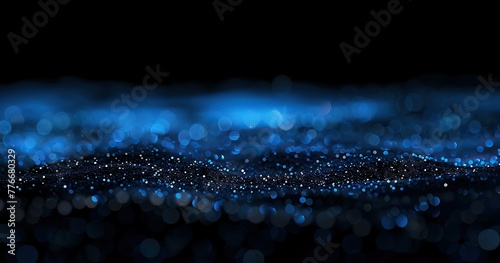 wallpaper, abstract, black background, small blue bokeh, negative space photo