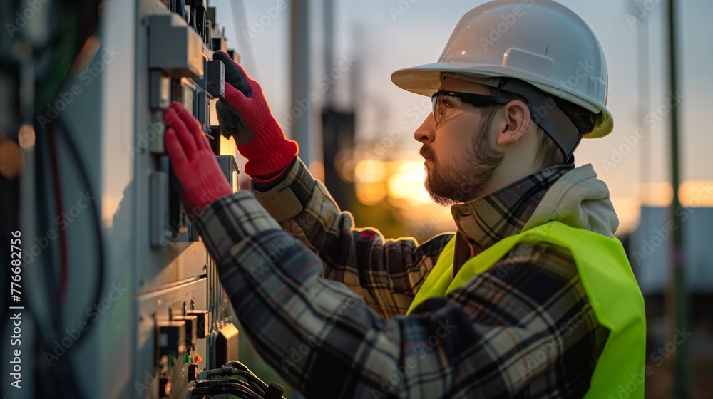 Skilled Electrician Conducting Equipment Inspection Skilled Electrician Conducting Equipment Inspection