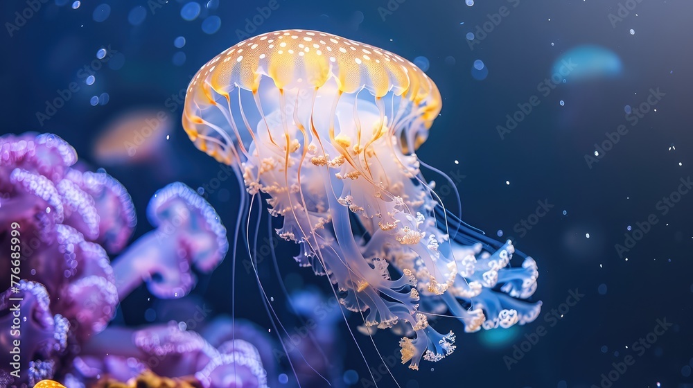 Jellyfish Relaxation Spa, Tranquil images showcasing jellyfish in serene underwater environments, promoting relaxation spas, floatation therapy Jellyfish Relaxation Spa, Tranquil images showcasing jellyfish in serene underwater environments, promoting relaxation spas, floatation therapy