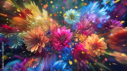 A burst of bright blooms in a stunning display of colorful explosions.