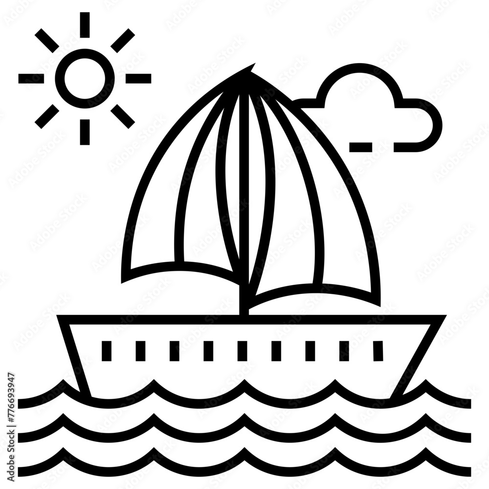 yacht icon, simple vector design
