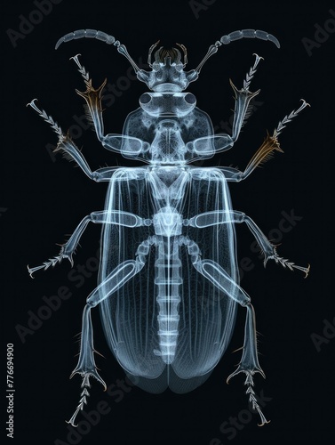 A bug is shown in a x - ray image on black. Generative AI.