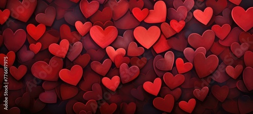 A large number of red hearts are arranged in a pattern. Generative AI.
