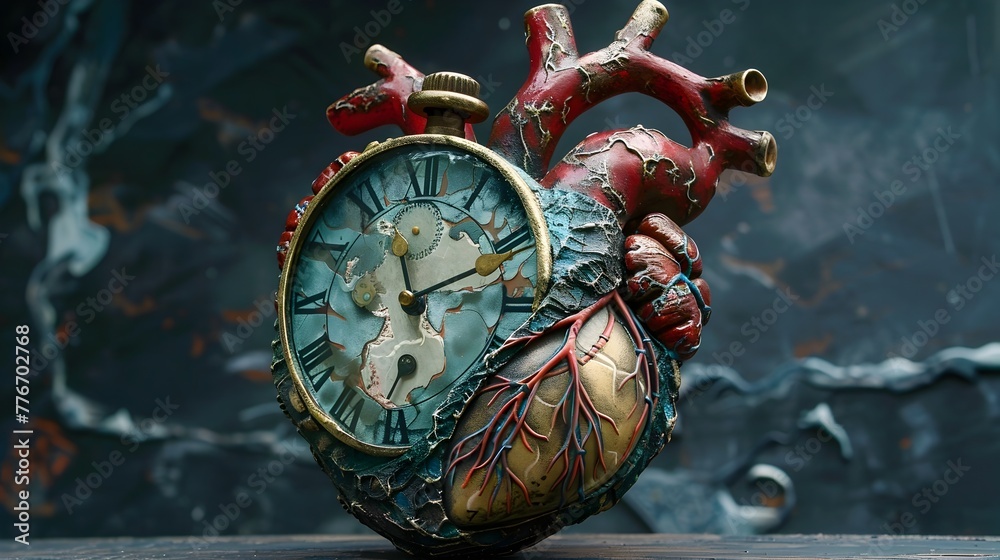 Beating Heart Clock A Surreal Masterpiece Symbolizing the Rhythm of Life