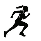 Silhouette woman athletes on running race on white background. AI Generative