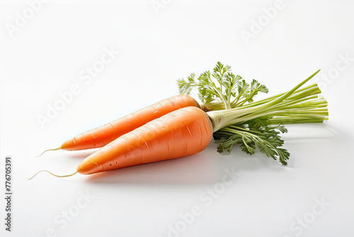 Fresh and Healthy Orange Carrots on a white background, Ai Generative