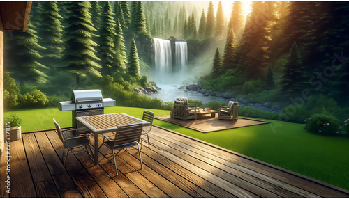 Backyard Bliss: Serenity by the Waterfall – Nature Meets Home Comfort in Outdoor Living