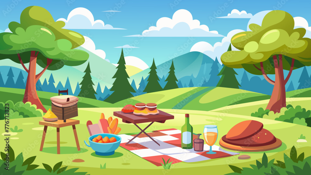 Naklejka premium picnic on the gress