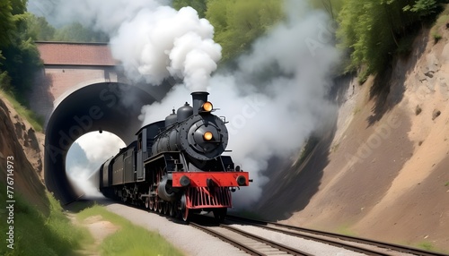 View of 3d steam engine train 