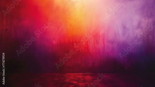 A mesmerizing red  orange  and violet glow forms a blurred abstract gradient against a dark  grainy background. This composition  designed for a large banner size  AI Generative