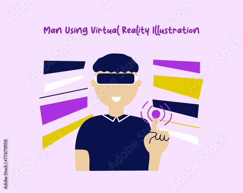 Virtual Reality technology, learning, shopping and gaming. Scene of people using VR in flat design. Cyberspace vector illustration for blogging, website, mobile app, promotional materials.