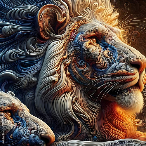 lion face with a multiple colors illustration.