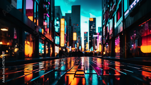 Fototapeta Naklejka Na Ścianę i Meble -  Craft an abstract background inspired by the urban landscape, with geometric shapes, vibrant colors, and dynamic lines reflecting the energy and rhythm of city life