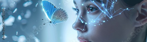 A virtual assistant with a butterfly avatar designed to help users navigate digital spaces with ease and a touch of natures grace photo