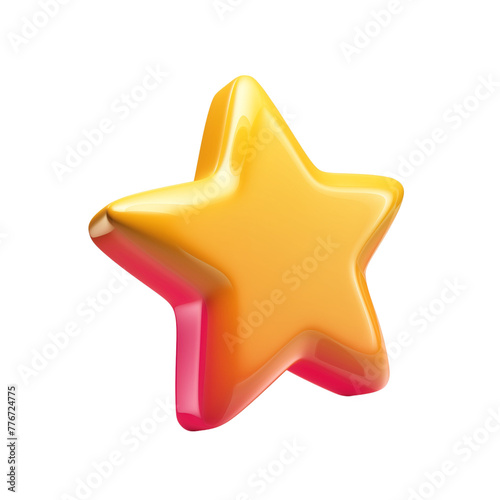 Glossy 3D Star Icon with Dynamic Shadow