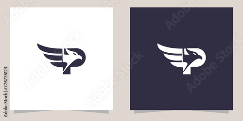 letter p with phoenix logo design