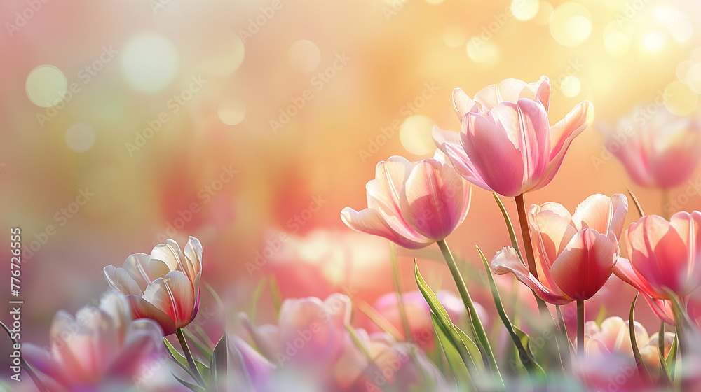 Nature background with tulip flowers