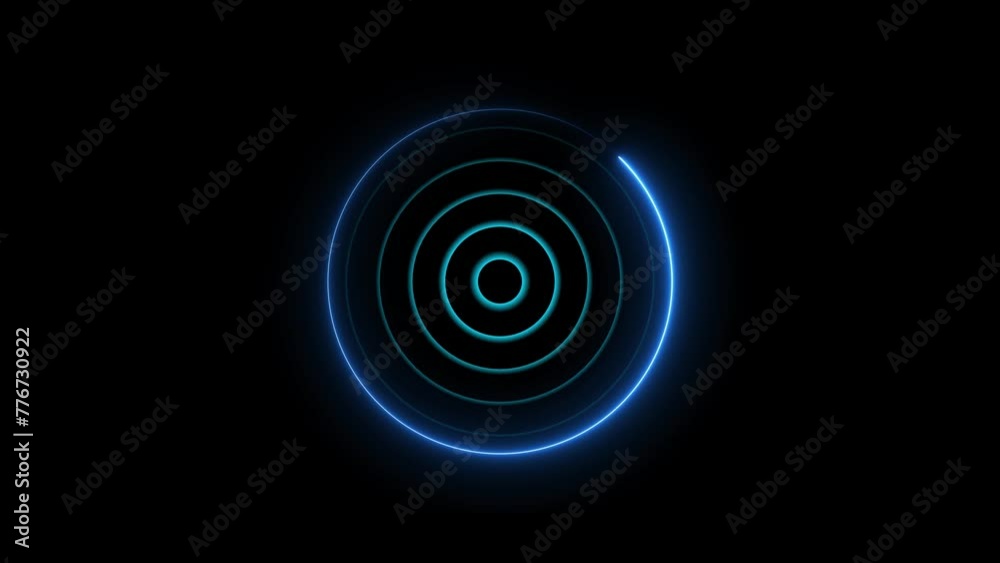 Neon circle technology radio waves signal and searching icon animated background . Neon circle technology radio waves signal and searching icon animated background .