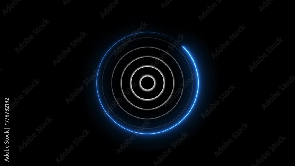 Neon circle technology radio waves signal and searching icon animated background . Neon circle technology radio waves signal and searching icon animated background .