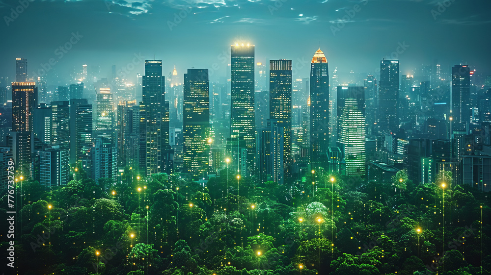 Fototapeta premium Advancing environmental conservation via sustainable ESG tech for pollution reduction and carbon emission mitigation.generative ai