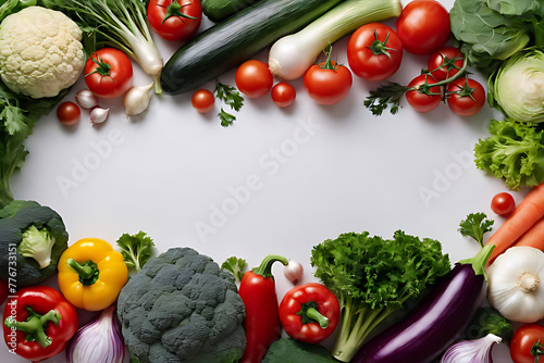 Vegetable with copy-space background concept  blank space. Place to adding text blank copy space. Leafy Greens  Assorted Greens for Health and Flavor